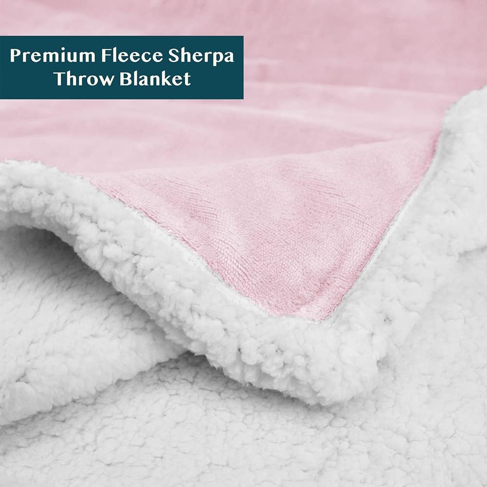 PAVILIA Sherpa Fleece Throw Blanket for Couch, Light Pink, Plush Soft Fuzzy Sofa Blanket, Cozy Reversible Winter Throw for Women Men, 50x60 Inches - Image 6
