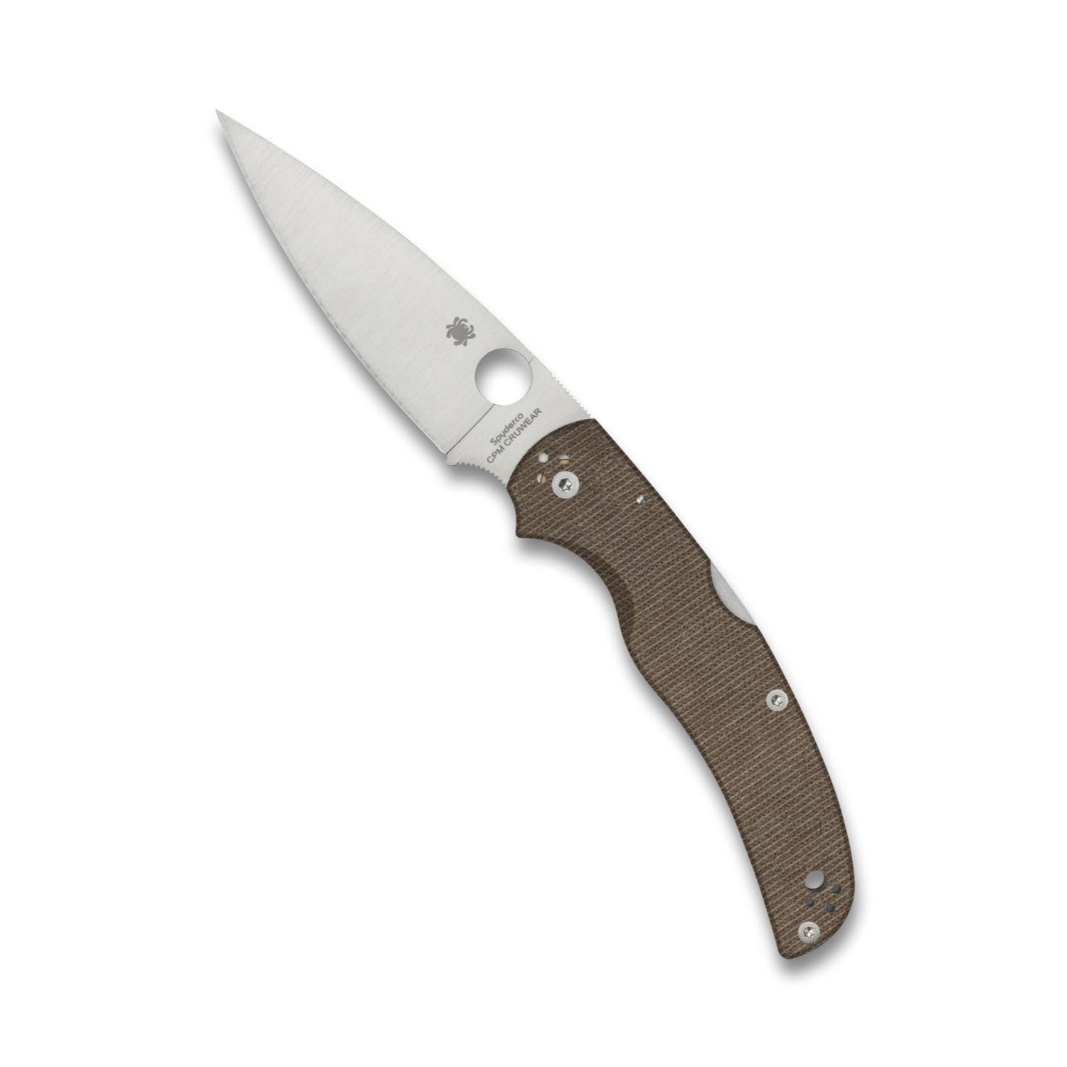 Spyderco Native Chief Folding Knife - CPM Cru-Wear Tool Steel - Brown Canvas Micarta PlainEdge - C244MPCW