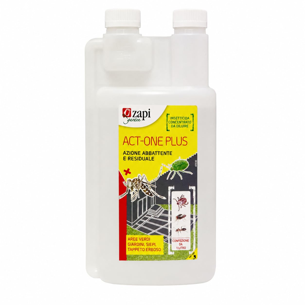 ACT-ONE PLUS Insetticida Concentrato 1 Litro - Zanzare e Insetti | Azione Abbattente e Residuale Fino a 2 Settimane - Per Aree Verdi e Ambienti Domestici - Anti Zanzare Tigre e Mosche