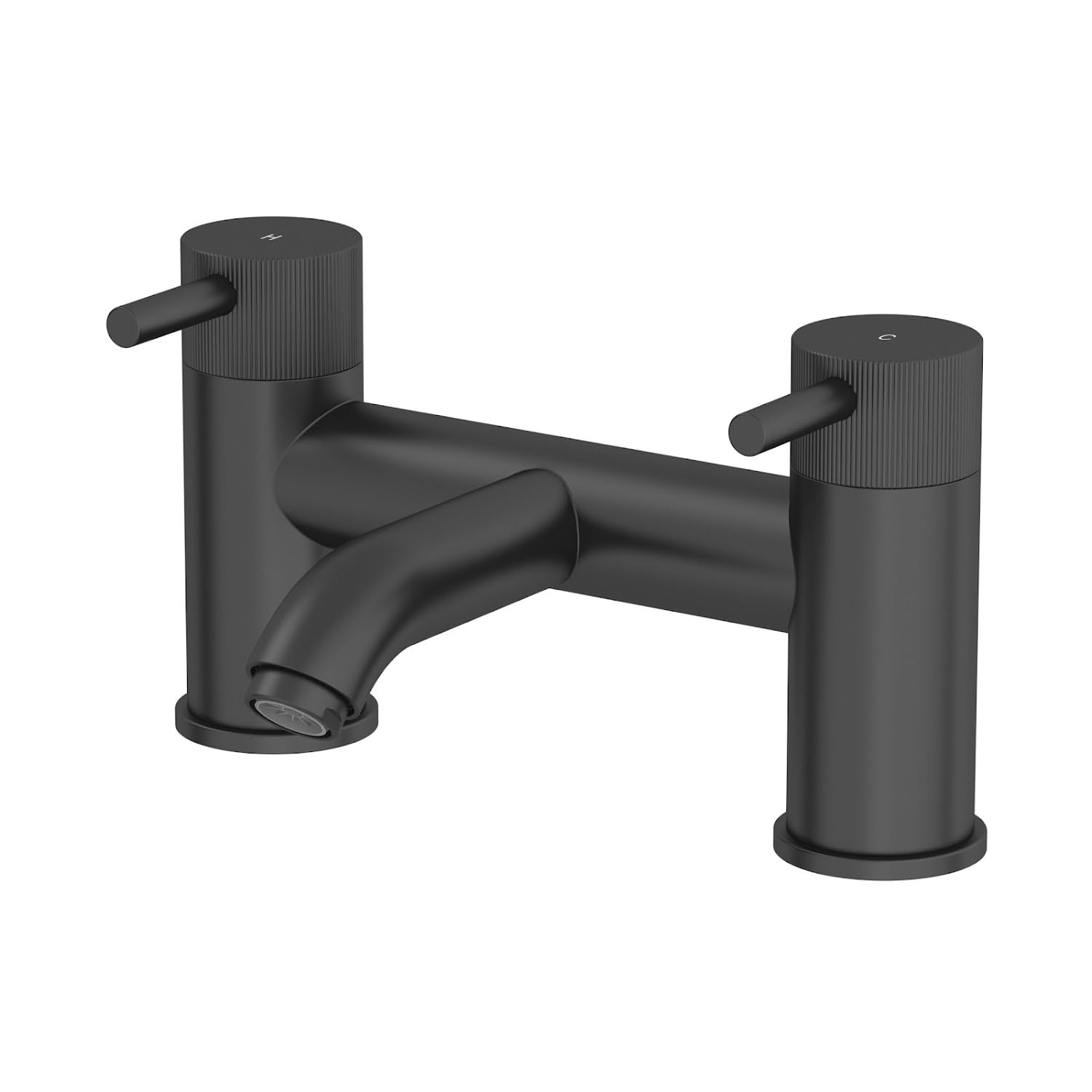 Architeckt Black Architeckt® Fluted Bathroom Bath Filler Mixer Tap Deck Mounted Round Twin Lever Handle For Bathtub Modern, Matt