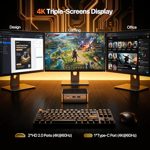 Image of PELADN WO5 Mini PC 4300U, 16GB DDR4 RAM 512GB SSD, Ryzen 4300U Desktop Mini Computers with Dual HDMI, Type-C, USB3.2, RJ45 LAN, WiFi6, BT5.3