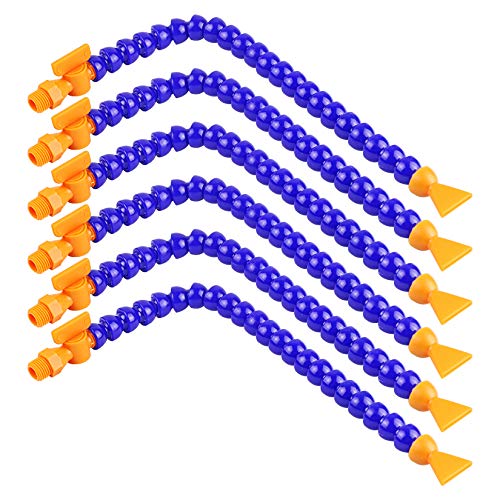 TOPPROS Pack of 6 Flat Nozzle Plastic Flexible Water Oil Coolant Pipe Hose 1/4PT Adjustable with Switch?for Lathe, Milling,Water Cooling System