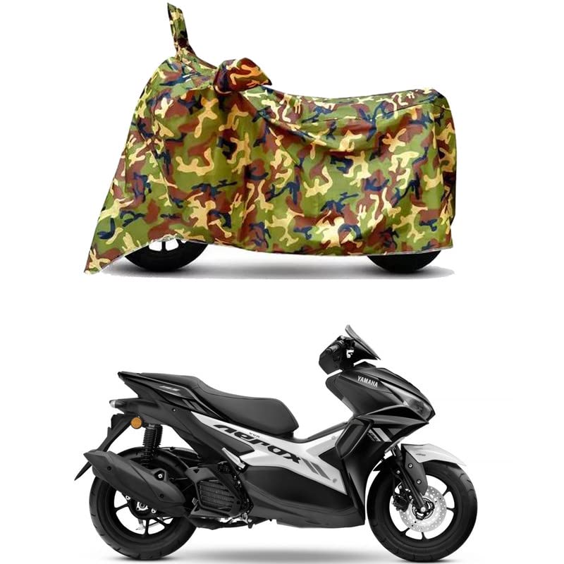 Image of Waterproof 100% PVC Coated Bike Scooty Two Wheeler Body Cover Compatible for Yamaha Aerox 155 BS6 /UV-Rays /Heat Protection /Birds Dropping /Scratchproof /Dust Proof [6X6 Jungle Print]