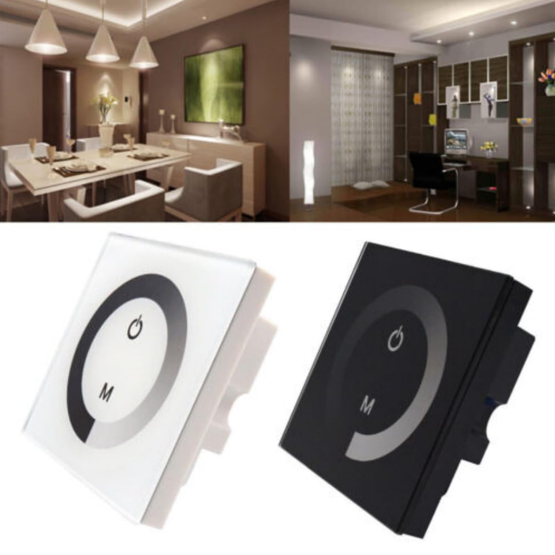 Interruptor de atenuación, interruptor de un solo color Panel táctil de atenuación Material plástico reutilizable para tira de luz LED de un solo color (DC 12V-24V)(Negro)
