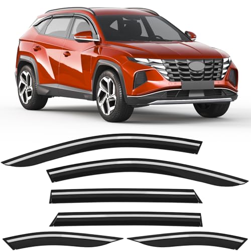 Image of Extra-Thick Window Rain Guards Fit for Hyundai Tucson 2022-2026,6-PCS Extra Durable Tape-on Rain Guard Window Deflectors Vent Shades Window Visor Vent Visors Exterior