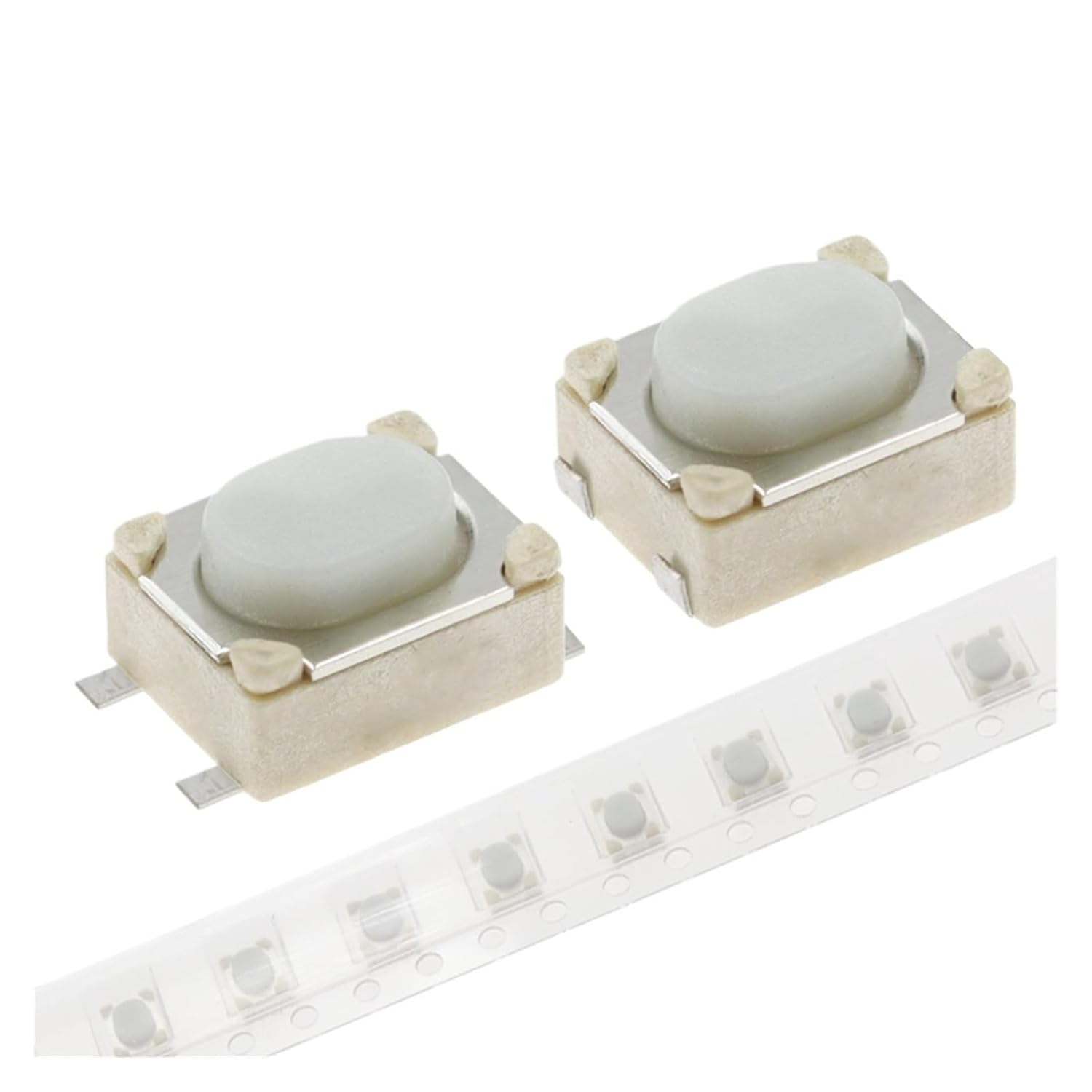 100PCS DC12V 50mA Button Tact Switch 4Pin 3X4X2.5MM White Tactile Tact(Reel Bind Foot)