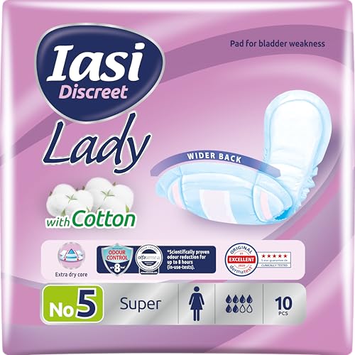 IASI Discreet LADY, Assorbenti per perdite urinarie Femminili Leggere e Moderate, Taglia Super, 10 Unità