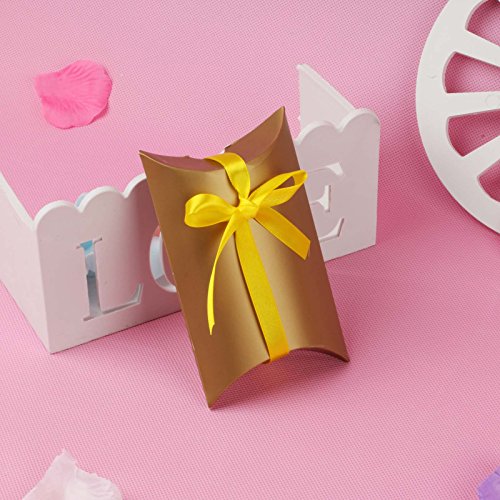 Vlovelife 50Pcs Gold Cute Pillow Favor Boxes Kraft Paper Gift Boxes Wedding Party Favor Favour Gift Candy Boxes #TOP6