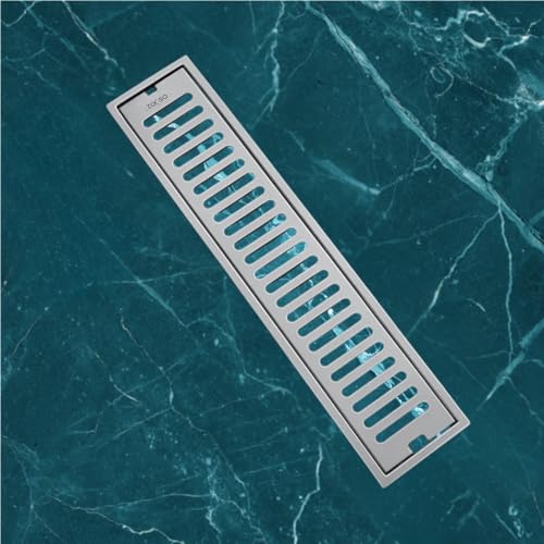 Image of Tapsa Wave Floor Drain Channel Chrome| 304 Stainless Steel | Invisible Shower Drain Channel | 16 x 4 Inches | Waste Water Floor Drain Channel | Drainer Channel | Anti Cockroach Trap | Silver