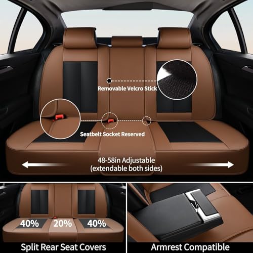 Image of FLORICH Seat Covers, Atomutive Car Seat Covers Full Sets, Waterproof Seat Cover for Cars, Luxury Leather Universal Seat Cover Accessories Fit for Most Cars SUV Truck Sedans(Coffee)
