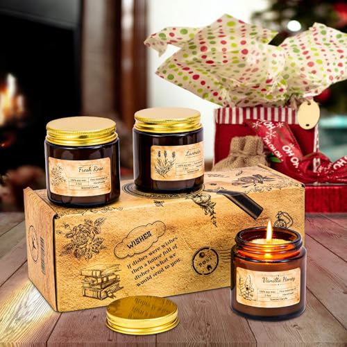 Fulasofia Scented Candles Gift for Women, Soy Wax Candles of Honey, Rose and Lavender, 3.5oz Natural Soy Wax Candle, Promotes Sleep, Relieves Stress, Candles Gift Set for Birthday, Christmas Yoga Bath - Image 5