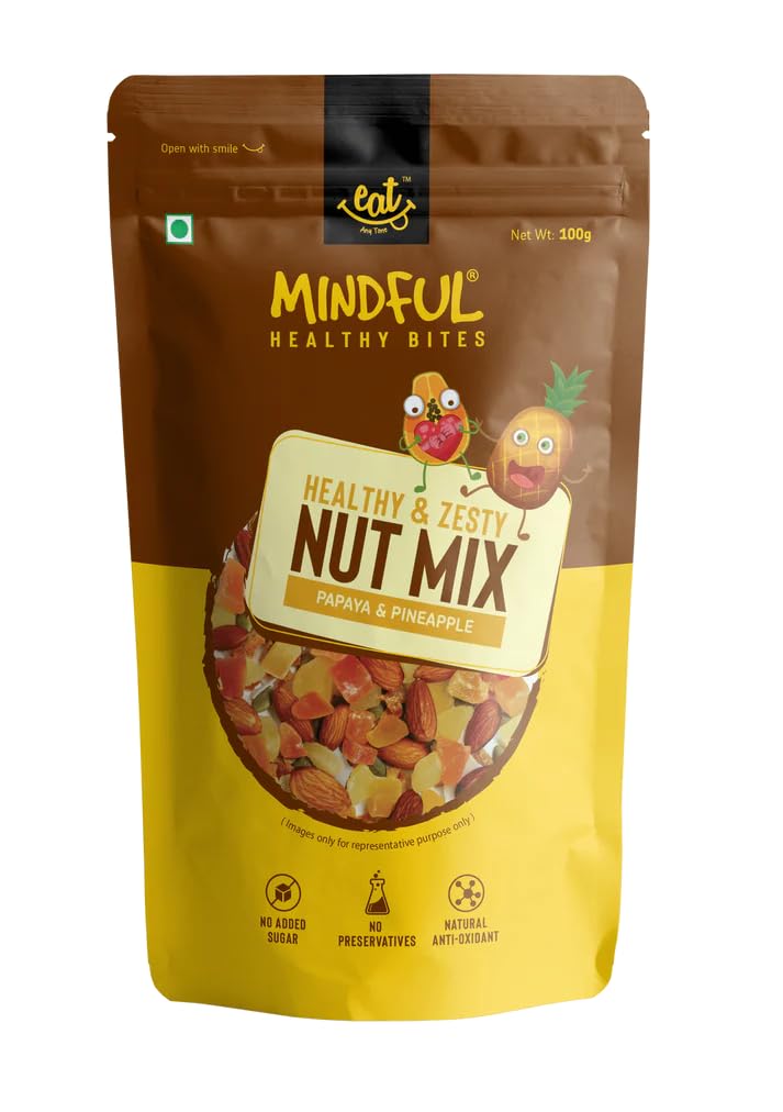 EAT Anytime Healthy Snacks Trail Mix Nuts 200g | Dry Fruits and Nuts Mix | Papaya & Pineapple Zest | Antioxidant-rich | All Natural Ingredients | No Preservatives