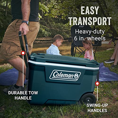 Image of Coleman Classic Series Insulated Portable Wheeled Cooler, Leak-Resistant Outdoor Hard Cooler Keeps Ice up to 5 Days, 62qt /65qt /100qt Options