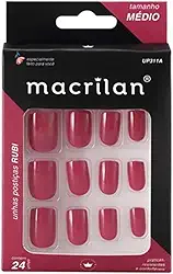 Macrilan Unhas Postiças Médio Rubi 24 Unidades