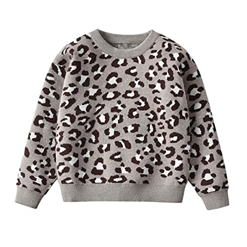 Spring and Autumn Leopard Print Sweater Kids Boy and Girl Sweaters Baby Girl