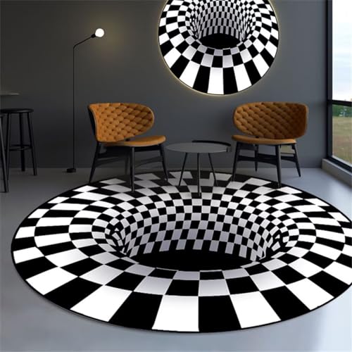 Tapis salon grande taille noir et blanc 70x140cm à motif géométrique