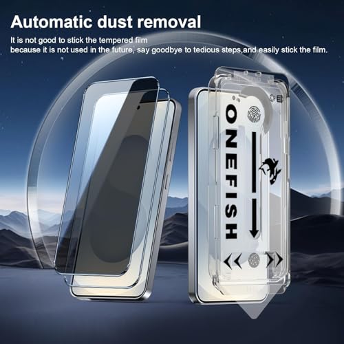 Image of OneFish Privacy Screen Protector Designed for Samsung Galaxy S22、S23, 2 Pack 9H Tempered Glass, Scratch Resistant Bubble Free, Easy Installation, Auto Dust-Elimination