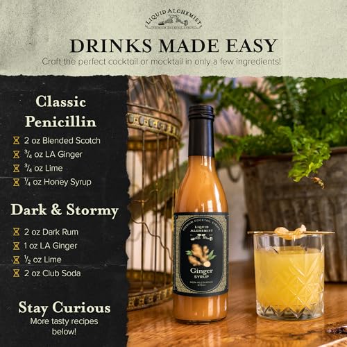Image of Liquid Alchemist Ginger Syrup for Cocktails - Real Ingredients Make our Liquid Ginger Puree for Cocktails the Perfect Moscow Mule Syrup - Our Non-GMO Vegan Drink Mixer Lasts Up to 2 Years (12.7 oz)