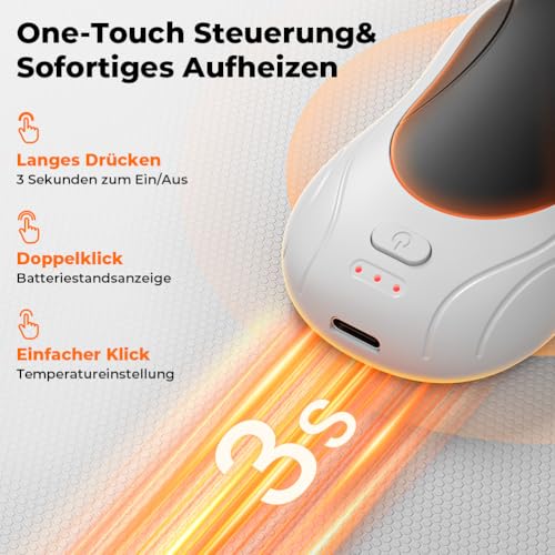 VOSFEEL Elektrischer Handwärmer 2er-Pack, Handwärmer Magnetische Tragbare 6000mAh, 3 Einstellbaren Heizmodi USB Wiederaufladbar… – Ansicht 3