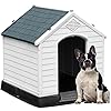 YITAHOME Large Plastic Dog House Outdoor Indoor Doghouse Puppy Shelter Water Resistant Easy Assembly Sturdy Dog Kennel with Air Vents and Elevated Floor