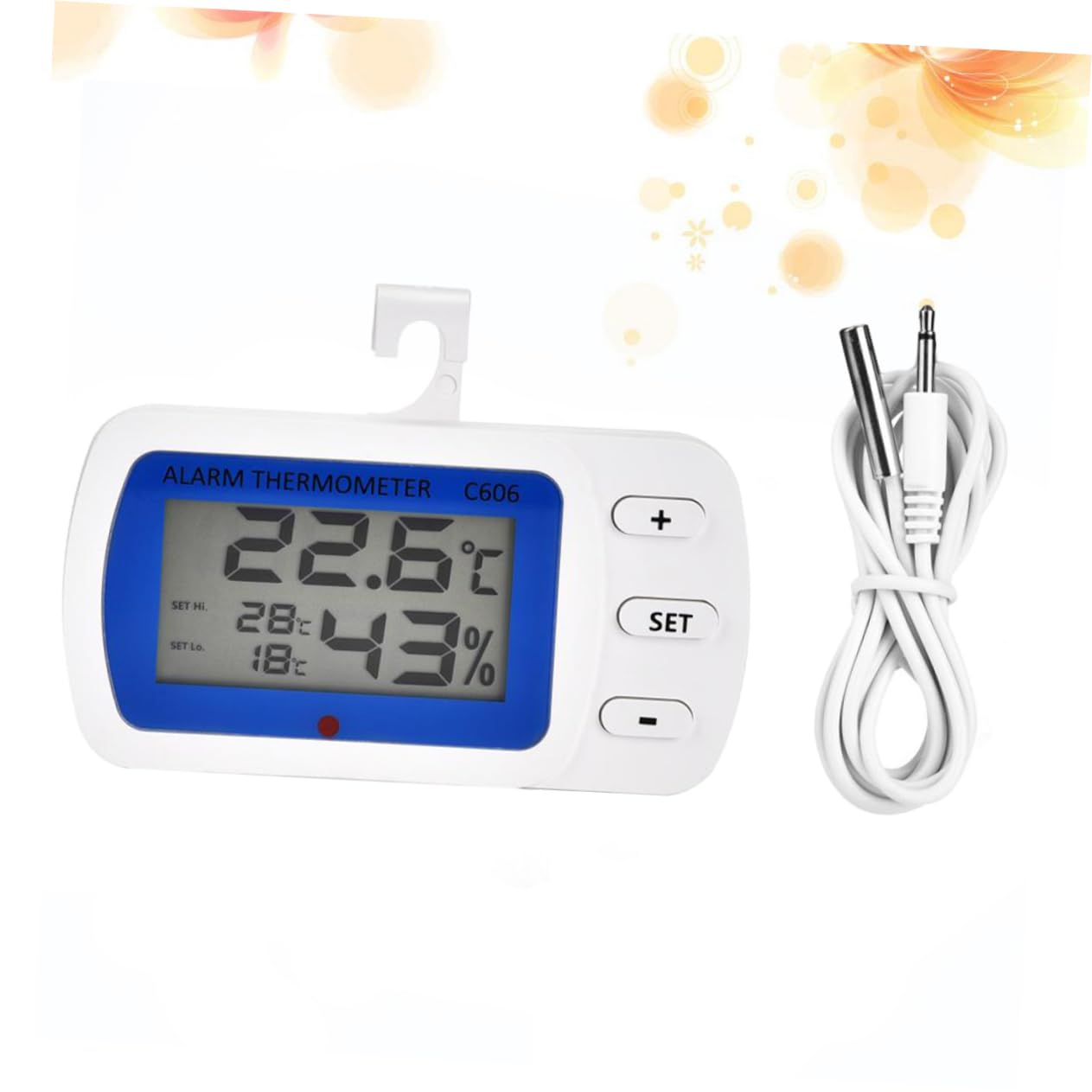 Amosfun 2 Pz termometro ed esterno termometro frigorifero per frigorifero elettronico kitchen gadgets allarme di alta e bassa temperatura c606 Blue