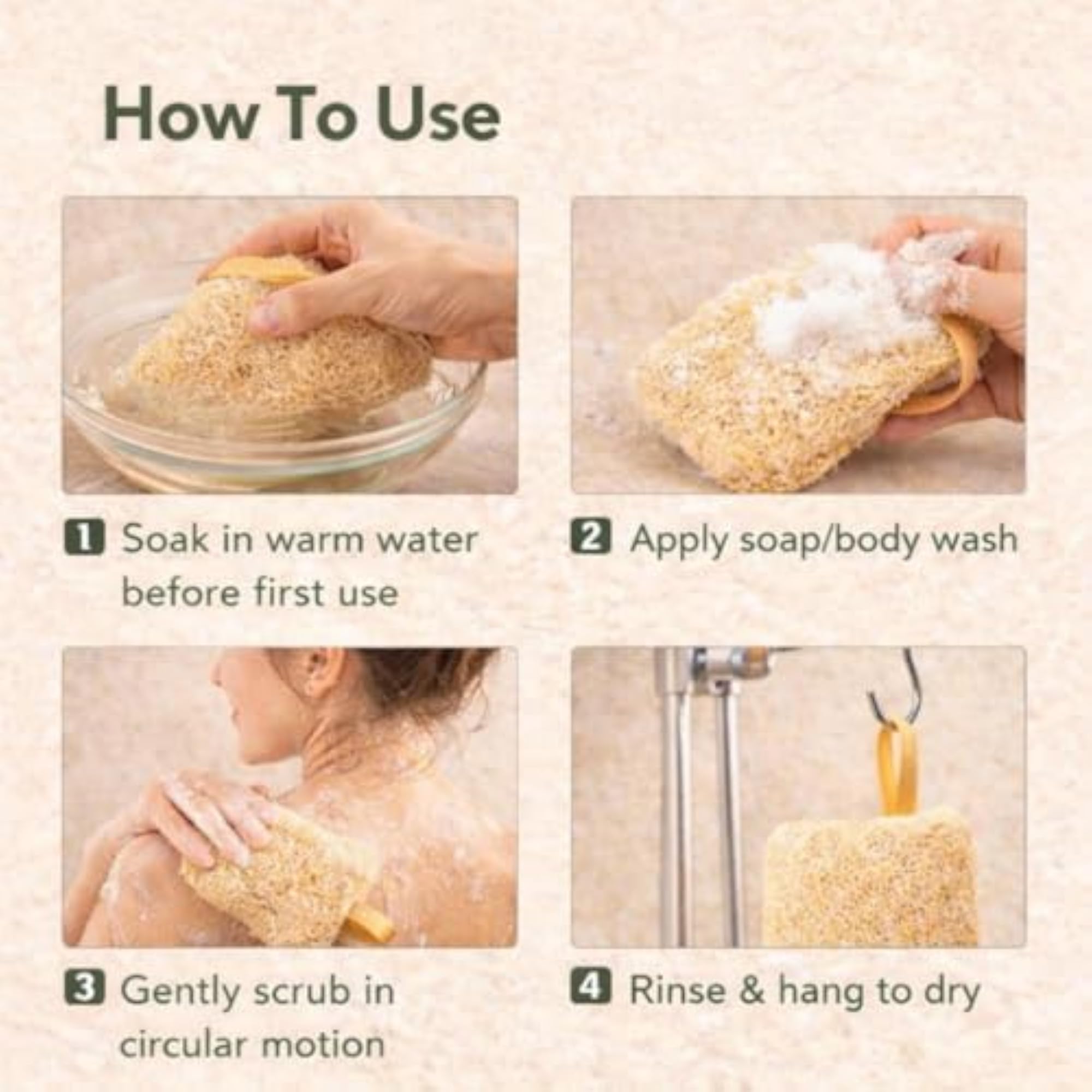 Natural Loofah Scrubber for Bathing, Organic Exfoliating Gift