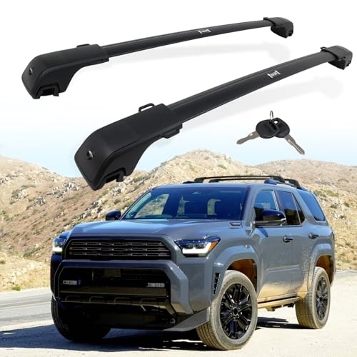 EZREXPM 330LBS Lockable Cross Bars Roof Rack Fit for 2025 2026 Toyota 4Runner Aluminum Crossbars Cargo Bar Luggage Baggage Carrier Rooftop Accessories for Storage Bag Kayak Snowboard Canoe Bike