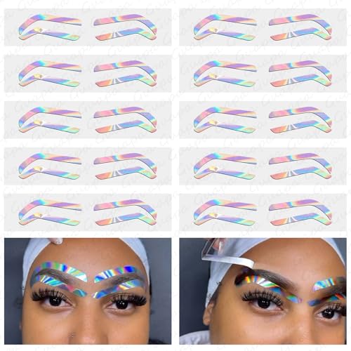 Calcomanías de guía de modelado de cejas para aerógrafo, plantillas de cinta de tinte de cejas con opciones de arco alto/arco medio/cejas planas (A-10 pares por bolsa)