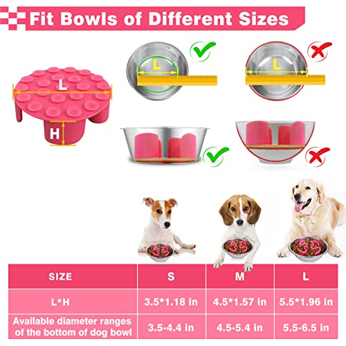 Winsee Slow Feeder Dog Bowls Insert, Soft Silicone Slow Eating Dow Bowl For Small Medium Large Dogs(Pink, S) #TOP6