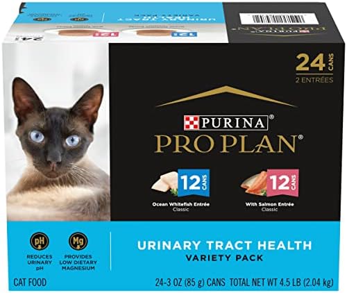 Purina Pro Plan Urinary Tract Cat Food, Wet Cat Food Variety Pack, Ocean Whitefish and Salmon Entrees - (24) 3 oz. Cans