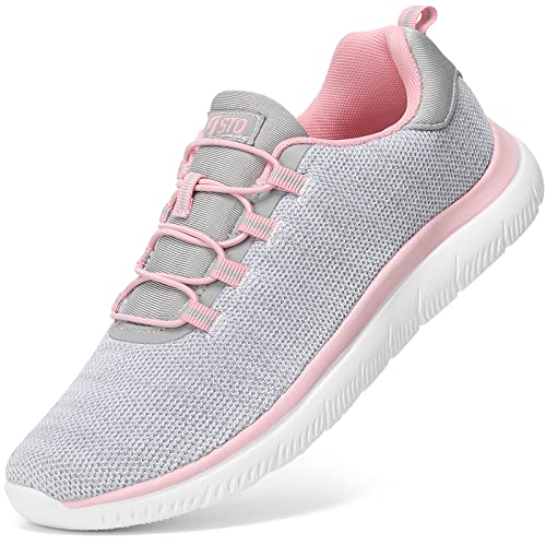 Stq Slip On Shoes For Women Comfy Mesh Running Shoes With Memory Foam Athletic Tennis Shoes Light Grey Pink Us 6 #TOP15