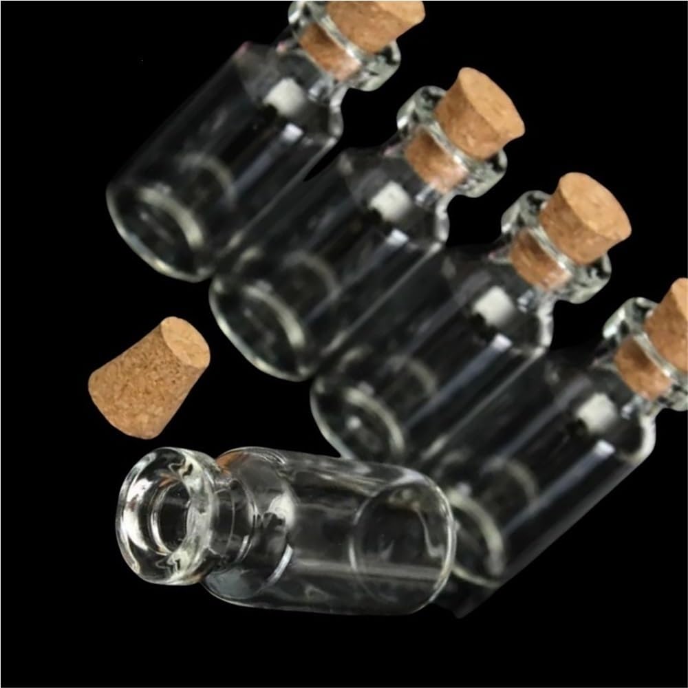 Loacea Glass Vial 25pcs Lovely Small Bottles Diameter 16mm, Height 35mm Tiny Clear Empty Glass Jars with Cork