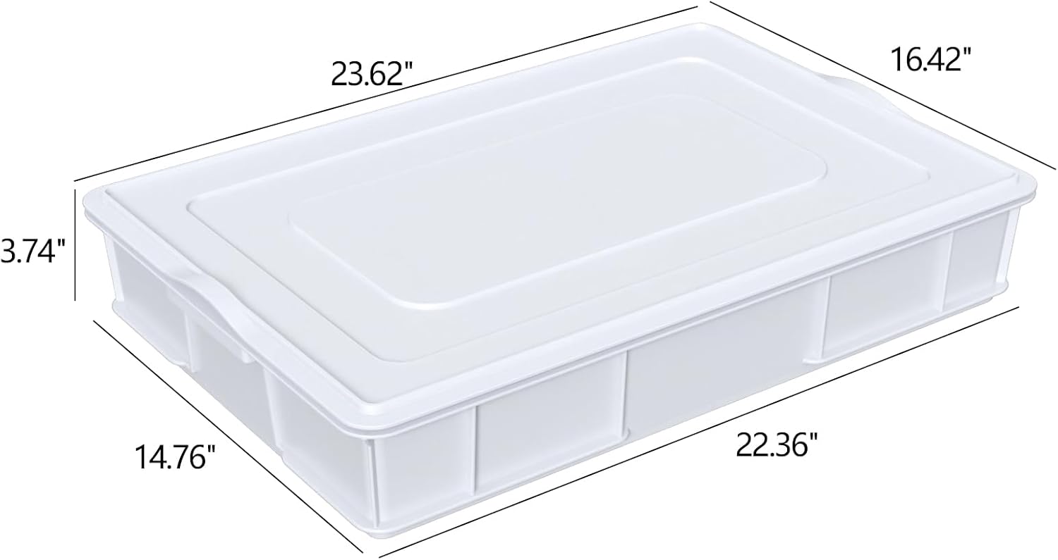 Morcte 2-Pack Commercial Dough Proofing Box Tray with 2 Lids, Stackable Pizza Proofing Dough pan with lid