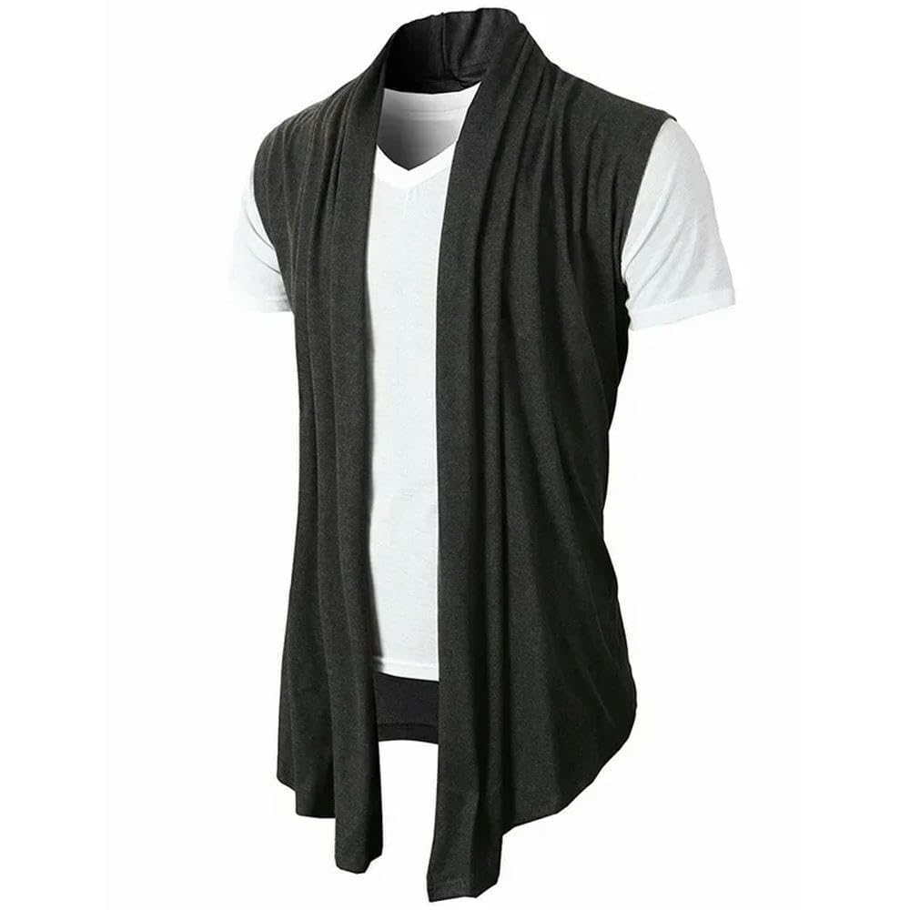 ZBDP Ärmellose Jacke für Frühling und Sommer, für Herren, Straßenmode, Strickjacke, Punk, Hip-Hop-Weste für Herren, Weste