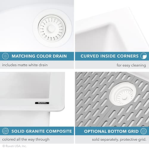 Ruvati 33 X 22 Inch Granite Composite Drop-In Topmount Single Bowl Kitchen Sink - Arctic White - Rvg1033Wh #TOP23
