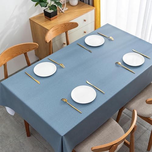 140*200cm Aja Blue Vinyl Tablecloths Square PVC Table Cloth Wipe Clean Table Cover,Wipeable Tablecloth Outdoor Plastic Waterproof Table Protector,Oil Cloth Tablecloth for Kitchen Dinner Picnic Party