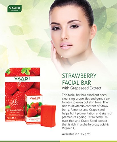 Image of Vaadi Herbals Value Strawberry Facial Bars with Grape Seed Extract, 25gm x 4