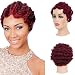 Baruisi Short Curly Nuna Wigs Pixie Wigs for Women Synthetic Finger Wave Hair Wig,Wine Red