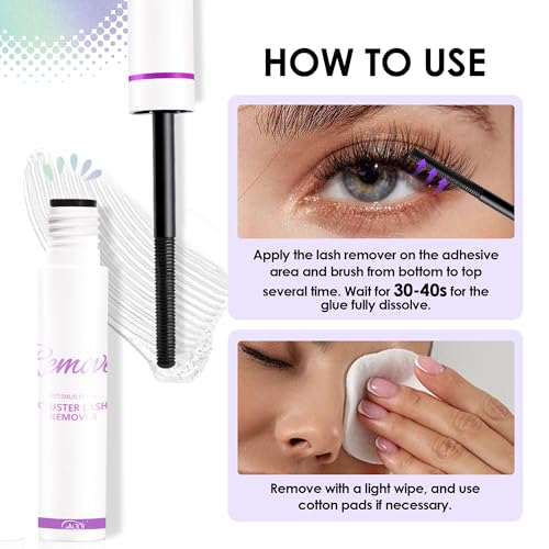 Image of Eyelash Glue Remover for Lash Clusters, 5ml Gentle Lash Remover for DIY Lash Extension Remover, Quick & Easy Dissolve Adhesive Residue