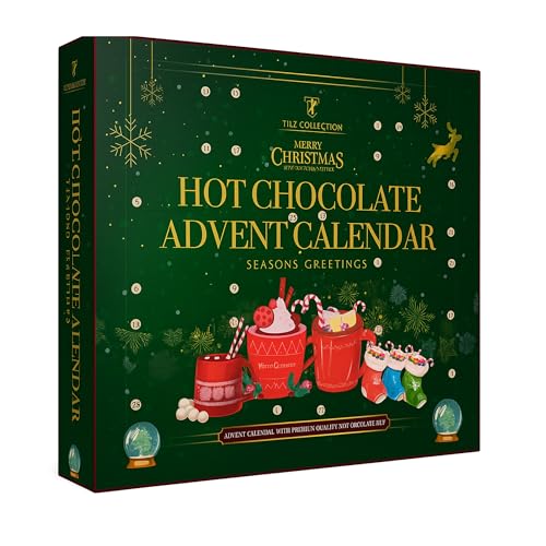 Hot Chocolate Advent Calendar 2025 | 24 Days Christmas Countdown | Assorted Flavours, Candy Canes, Marshmallow Toppers | Food Advent Calendars For Women, Men Kids, Adults | Xmas Gift Sets