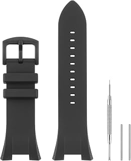 Compatible with Armani Watch 32mm Band, Soft Silicone Rubber Replacement Strap for Armani Watch Exchange AX Series AX1040 AX1041 AX1042 AX1050 AX1067 AX1068 AX1070 AX1084 AX1089 AX1090, Black