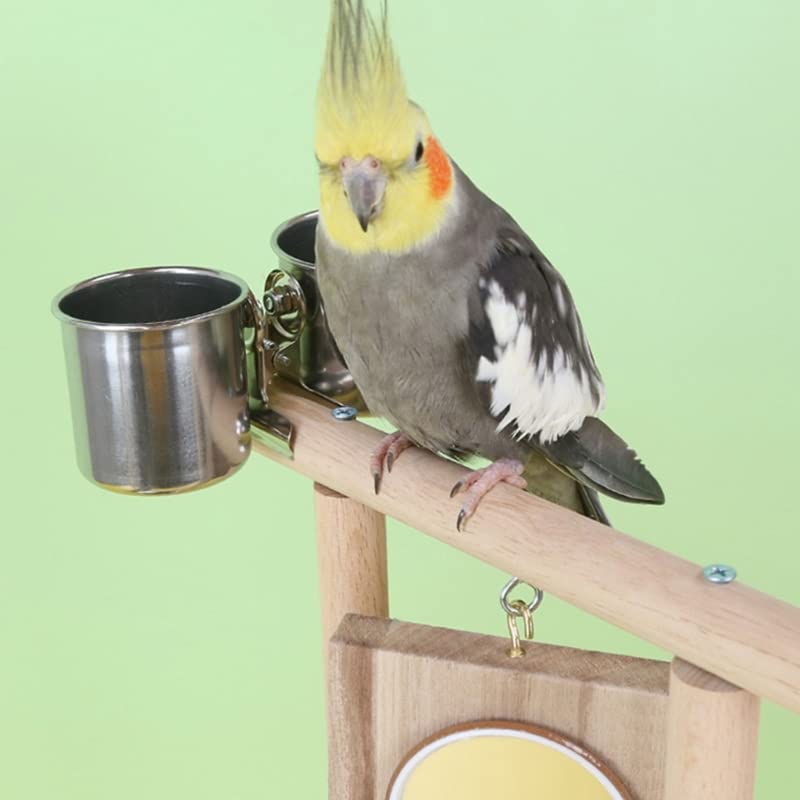 Percha para pájaros Soporte de Percha for pájaros, Soporte Juegos for Loros con Espejo Escalera, Juguete for Masticar y Tazas alimentación