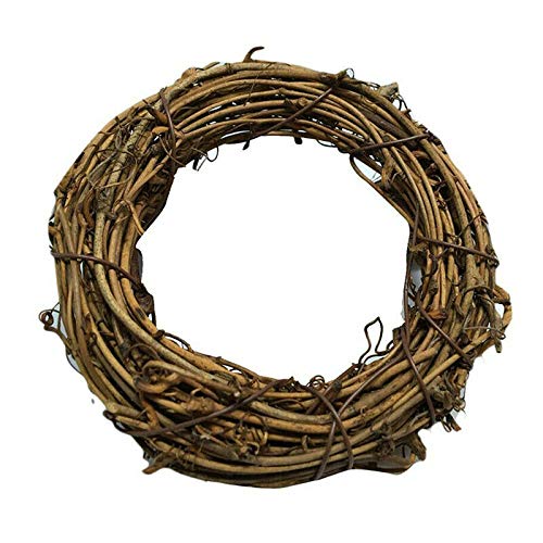 EliteKoopers Rattan Round Shape Christmas Artificial Vine Ring Wreath Wicker Garland For Xmas Party Decoration