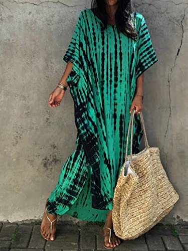 Image of Kaftan Dresses for Women Plus Size Summer Beach Dress with Print and Swim Cover Ups