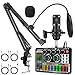 BONKYO F999 カラオケセット家庭用 DJ ミキサー セット ライブ サウンドカード 男声 女声 ボイスチェンジャー/マイク スタンド タブレット アーム スタンド/マイク ポップガード ポップブロッカー クランプ式 実況者や家庭用カラオケに適用 日本語説明書付き 黒