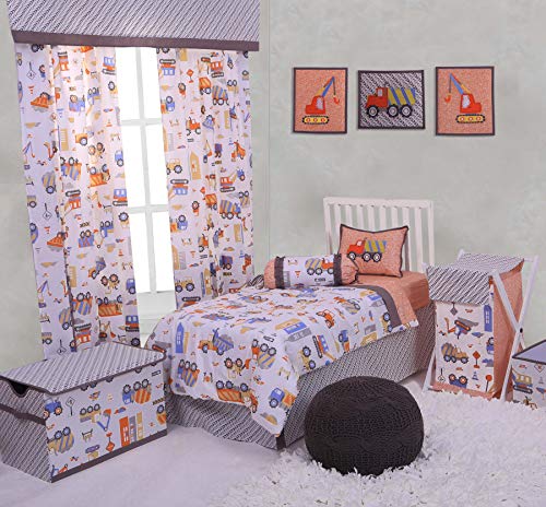 2 Pack Crib Fitted Sheets - Construction Multicolor - Silky Soft Breathable 100% Cotton Percale Baby Sheets - Fits Standard 28 X 52 X 5 Inches Crib & Toddler Mattresses #TOP4