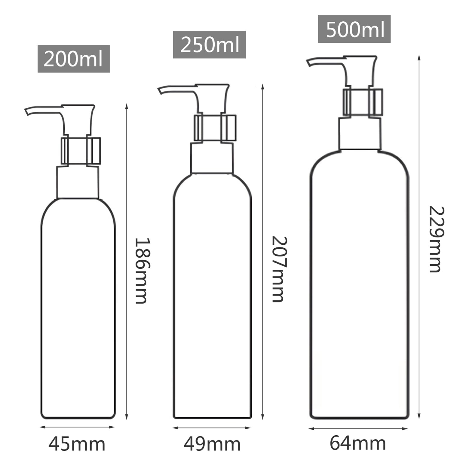 24 Pezzi 200ml flaconi vuoti da Bianco in plastica da viaggio, ricaricabili, per lozione e shampoo Cosmetica Bottiglie con Bianco Pompa Flaconi