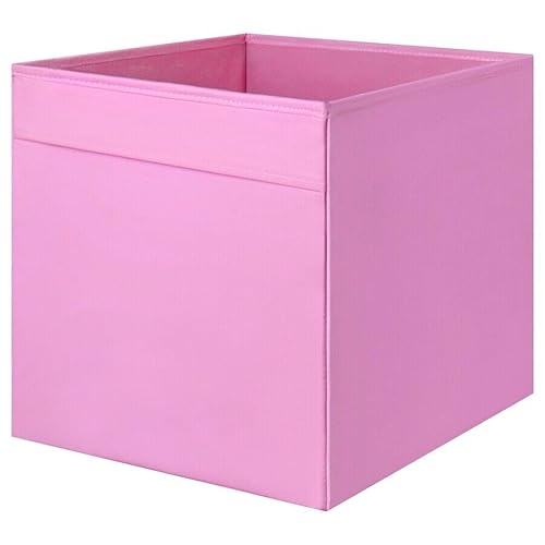 Princekingx Drona Storage Boxes – Foldable Kellax Shelf Insert Box – Cube Shaped Fabric Storage Organizer, 33x38x33cm Shelving Unit with Handle, For Home, Office Use, Baby Nursery (Pink, 4x)
