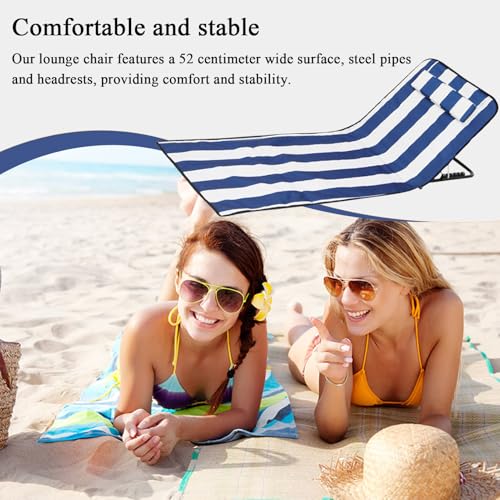 Chaise longue de plage avec appui-tête pour piscine et camping - 4