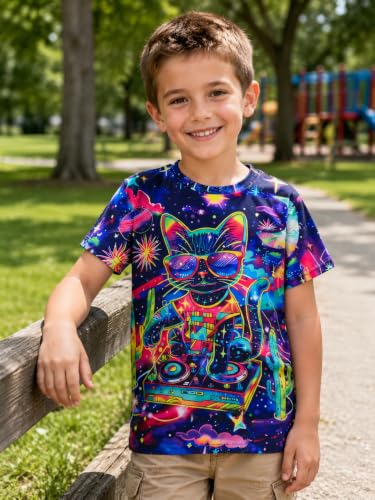 Image of uideazone Boys 3D Graphic T-Shirts Short Sleeve Crew Neck Tees 4-16Y